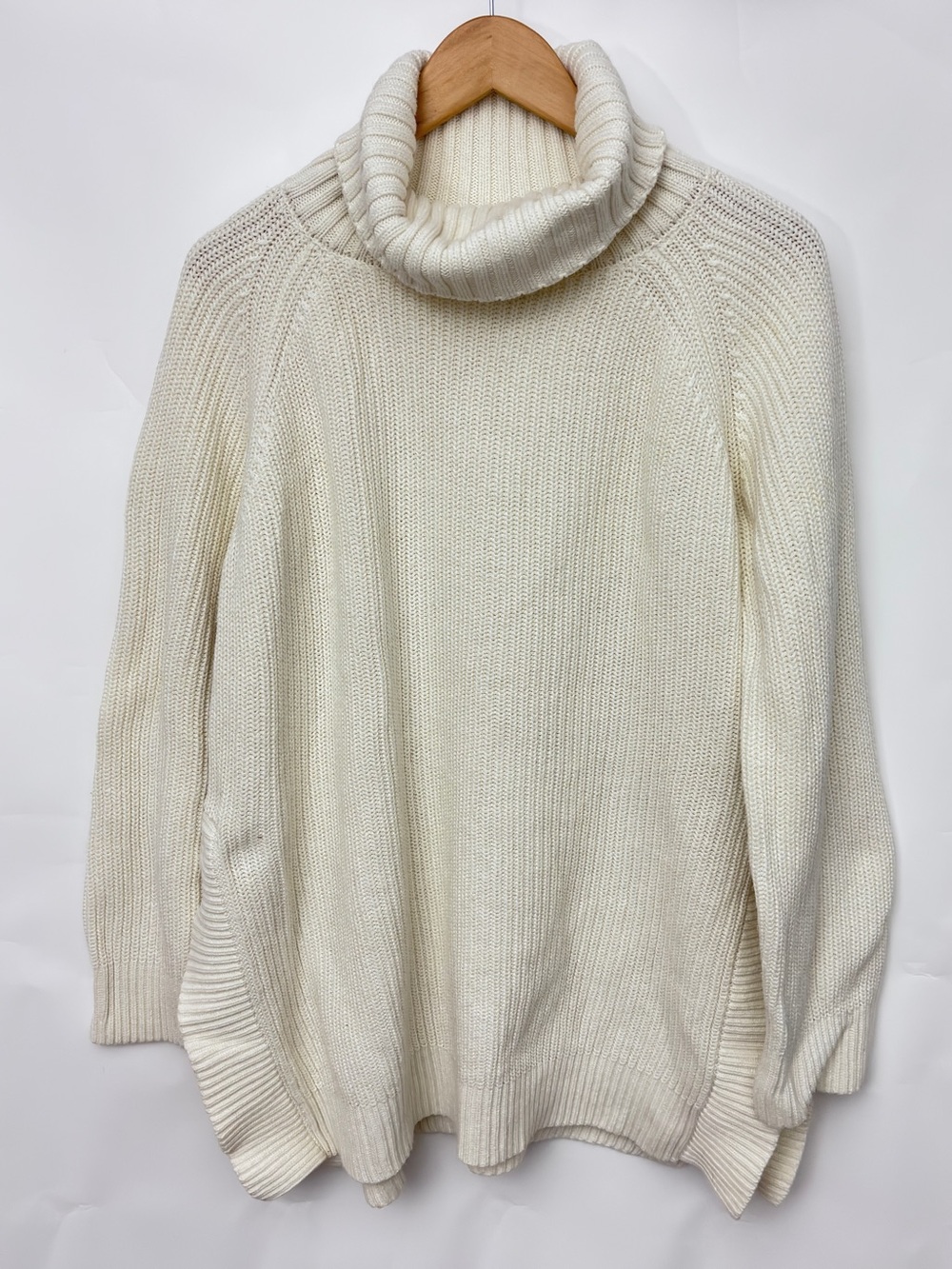 Kate Spade Cream Chunky Ribbed Turtleneck Sweater Women Medium